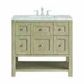 James Martin Vanities 36'' Single Vanity, Whitewashed Oak w/ 3 CM Victorian Silver Quartz Top 330-V36-WWO-3VSL